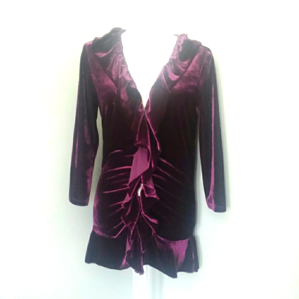 WD.NY Velvet Ruffle Button Down Shirt